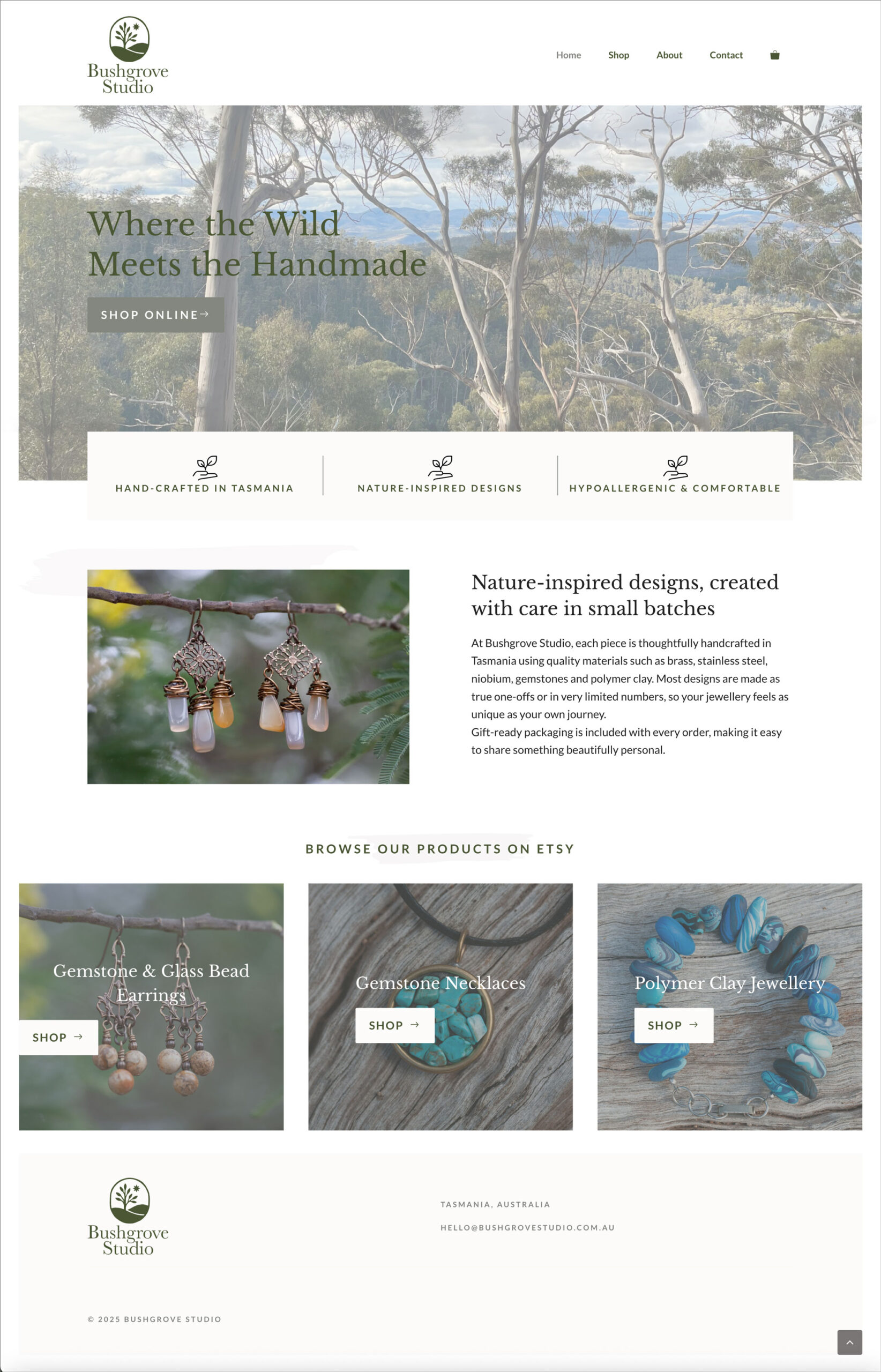 Bushgrove Studio Jewellery Website